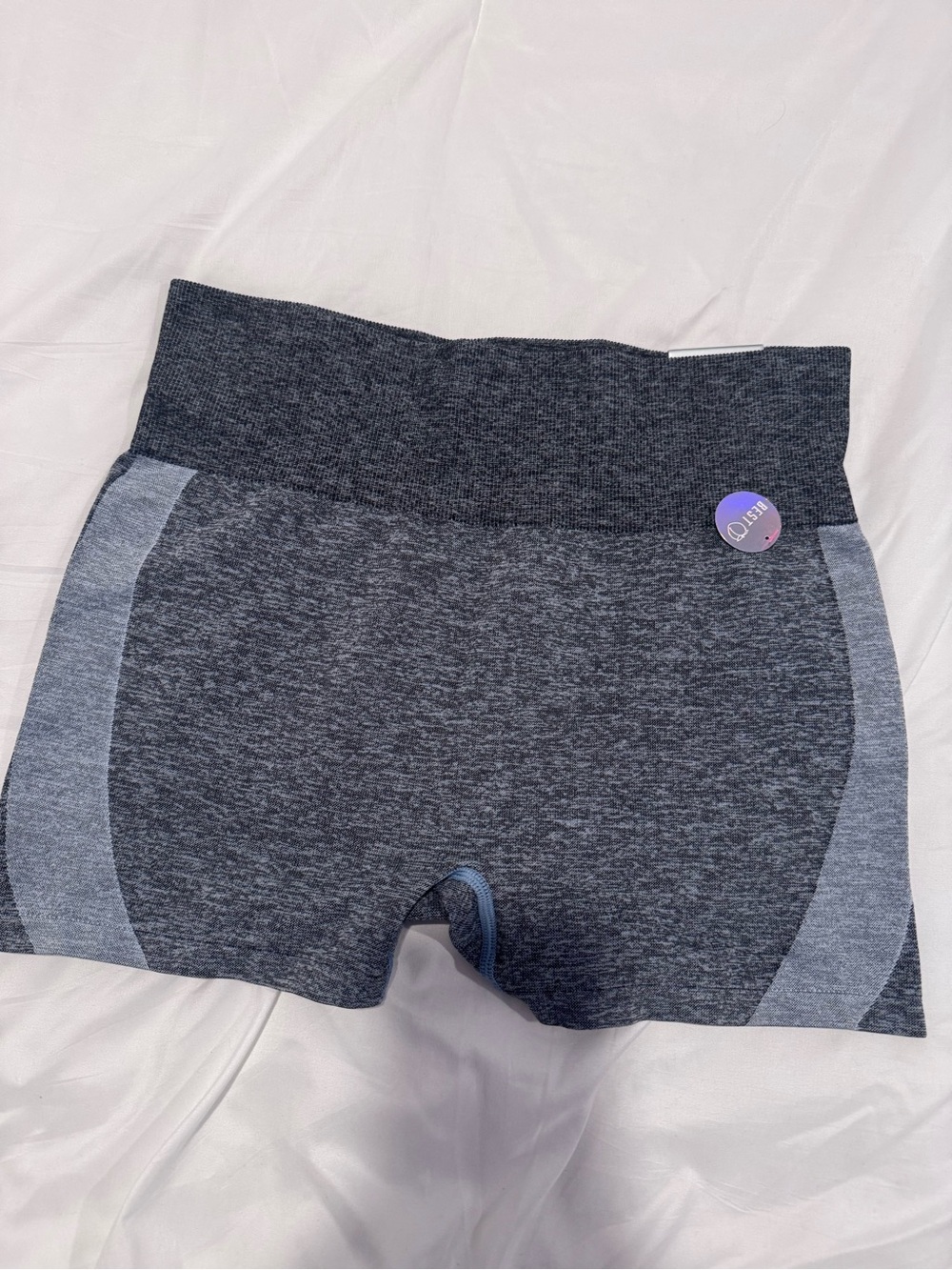PINK Victoria's Secret Dark Gray Seamless Bike Shorts with Light Gray Panels